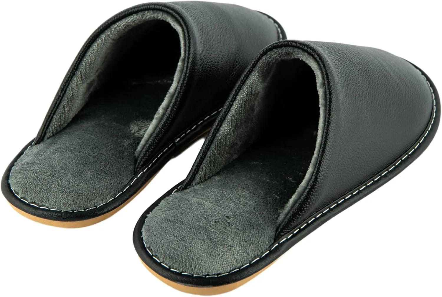 Unisex Genuine Leather House Slippers for Men and Women, Indoor Slip-On Slippers, Non-Slip Sole, Soft Lining, Comfortable and Durable Home Shoes