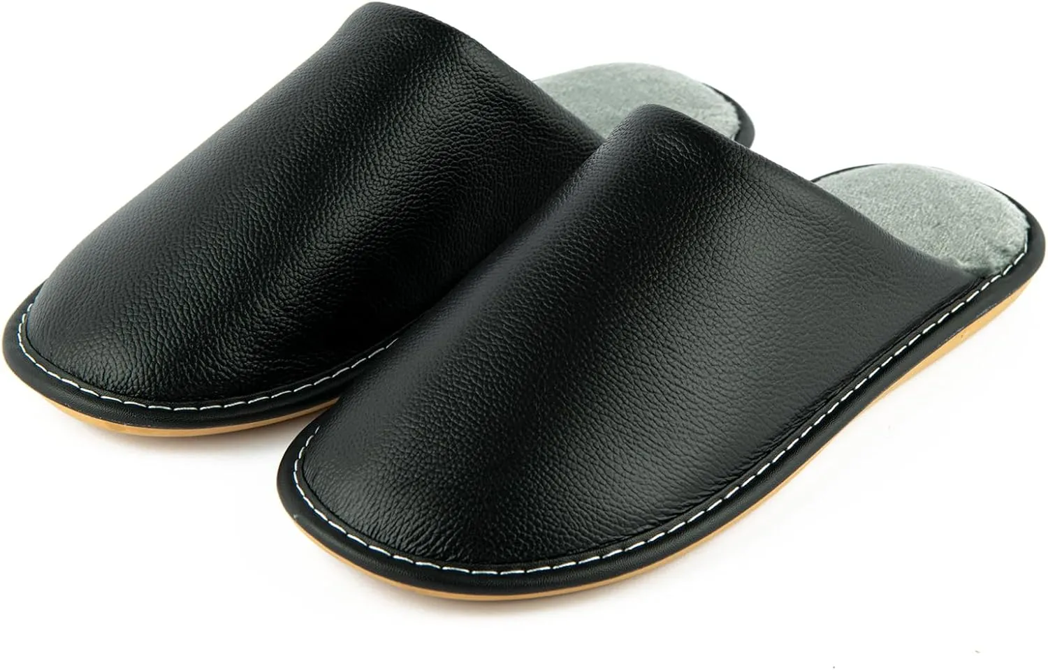 Unisex Genuine Leather House Slippers for Men and Women, Indoor Slip-On Slippers, Non-Slip Sole, Soft Lining, Comfortable and Durable Home Shoes