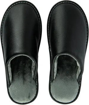 Unisex Genuine Leather House Slippers for Men and Women, Indoor Slip-On Slippers, Non-Slip Sole, Soft Lining, Comfortable and Durable Home Shoes