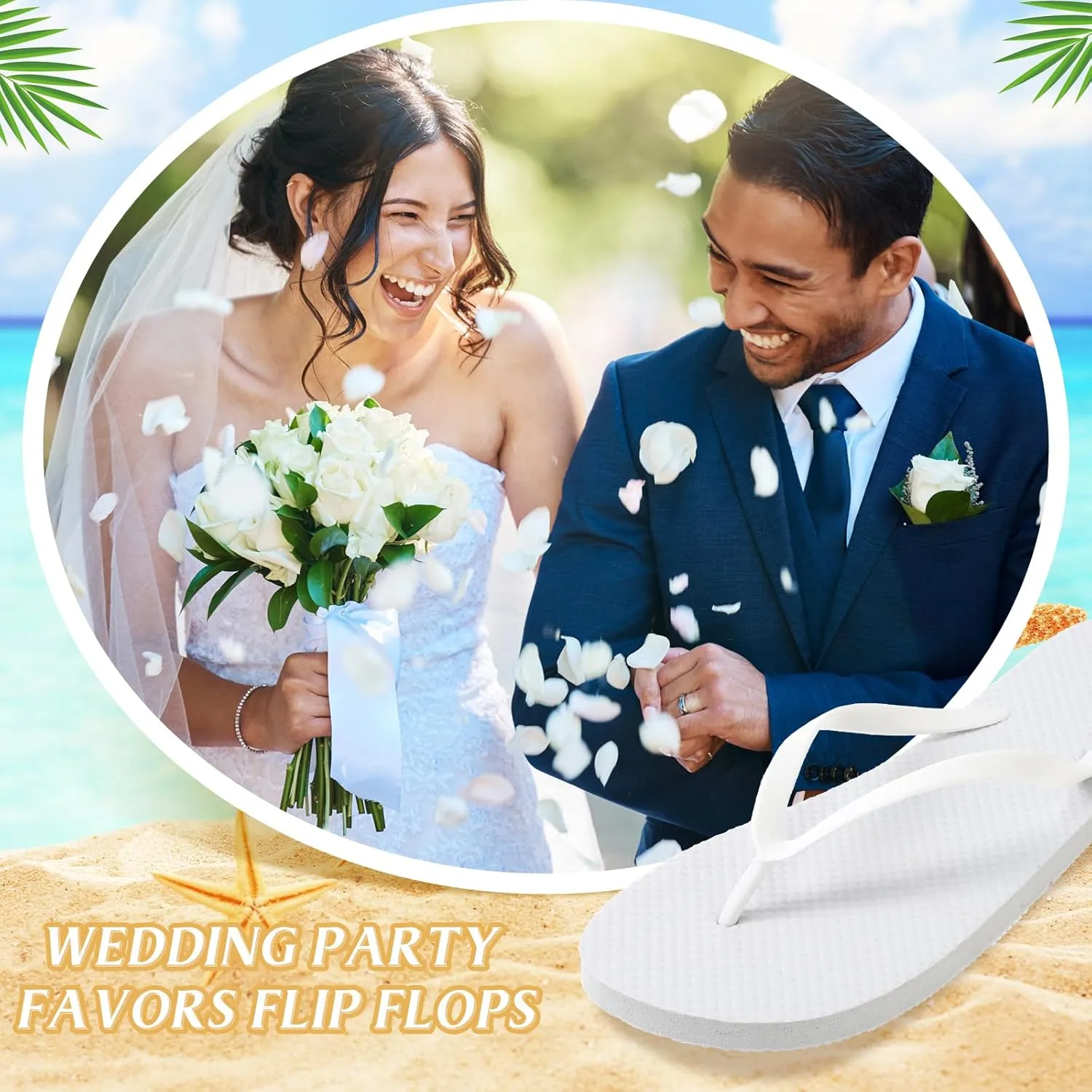 Unittype 24 Pairs Flip Flops Bulk for Wedding Guest Slippers Wedding Flip Flops with Cards Bags for Pool Beach Party