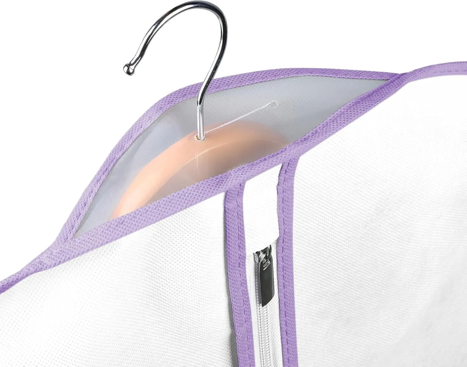Univivi 40"Garment Bag for Storage,Short Dresses Garment Bag for Woman with Clear Window and ID Card Holder for T-shirt,Coat, Jacket,White/Purple,Set of 5