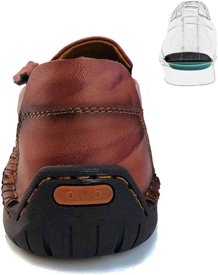 UPIShi Mens Driving Oxford Leather Casual Slip-on Sneaker Stitched Flats Penny Loafers Lightweight Shoes