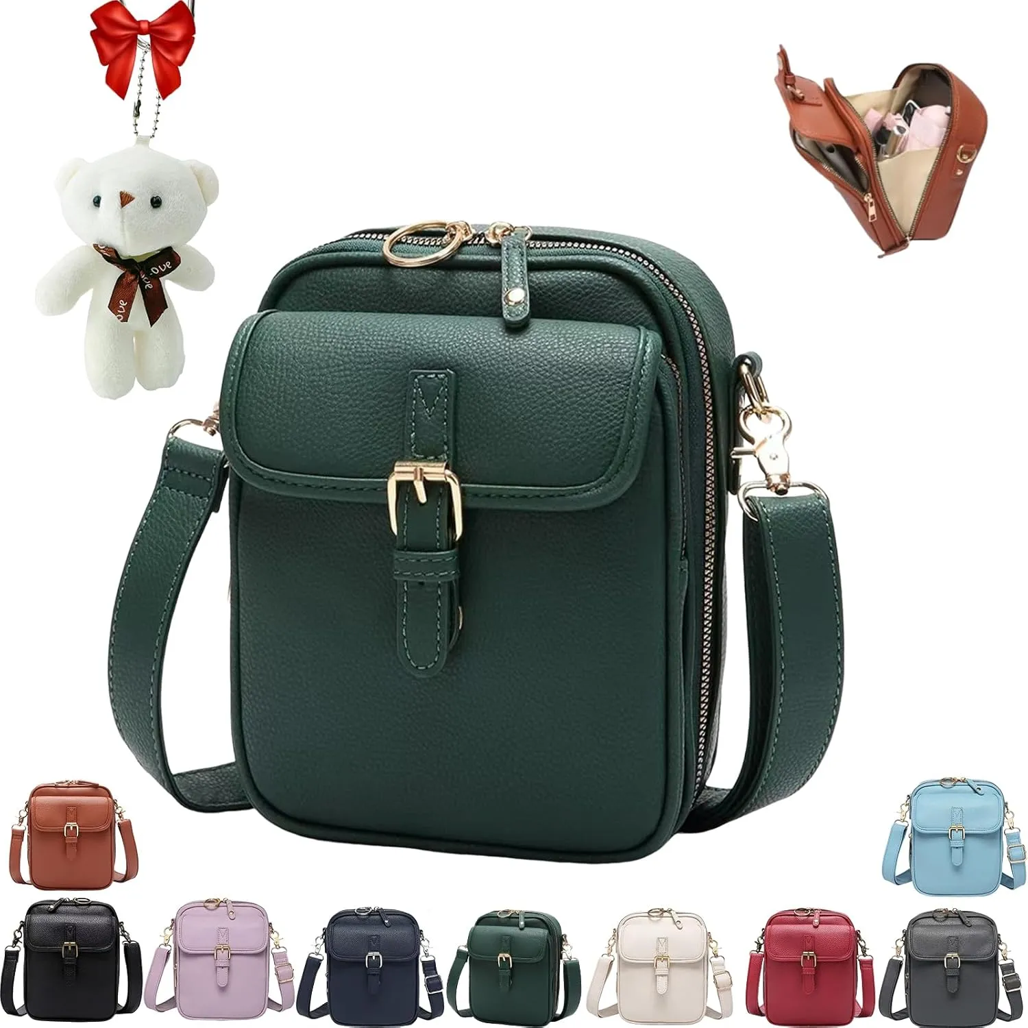 Urvashi Crossbody Leather Bag,Tojoyride Luma Urvashi Leather Bag, Retro Double-Layer Large Capacity Mini Crossbody Bags