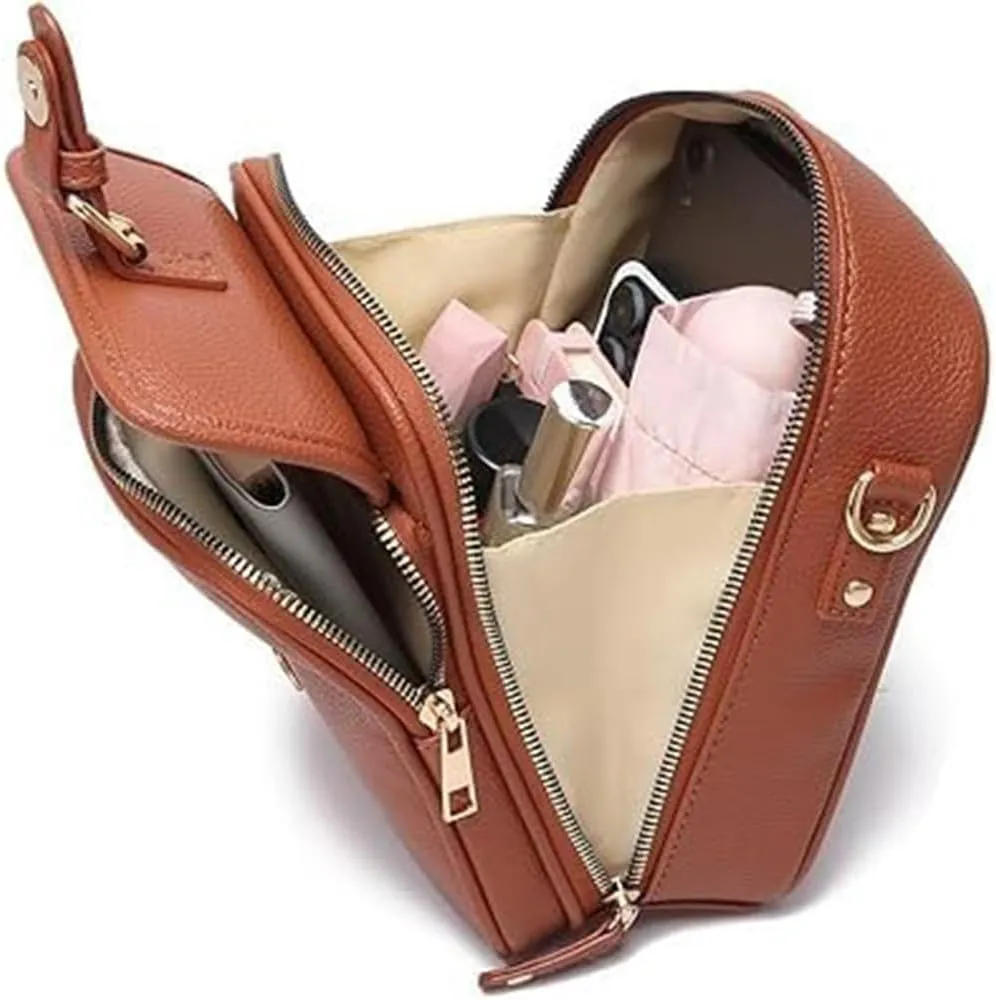 Urvashi Crossbody Leather Bag,Tojoyride Luma Urvashi Leather Bag, Retro Double-Layer Large Capacity Mini Crossbody Bags