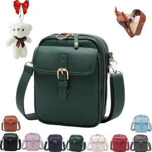 Urvashi Crossbody Leather Bag,Tojoyride Luma Urvashi Leather Bag, Retro Double-Layer Large Capacity Mini Crossbody Bags