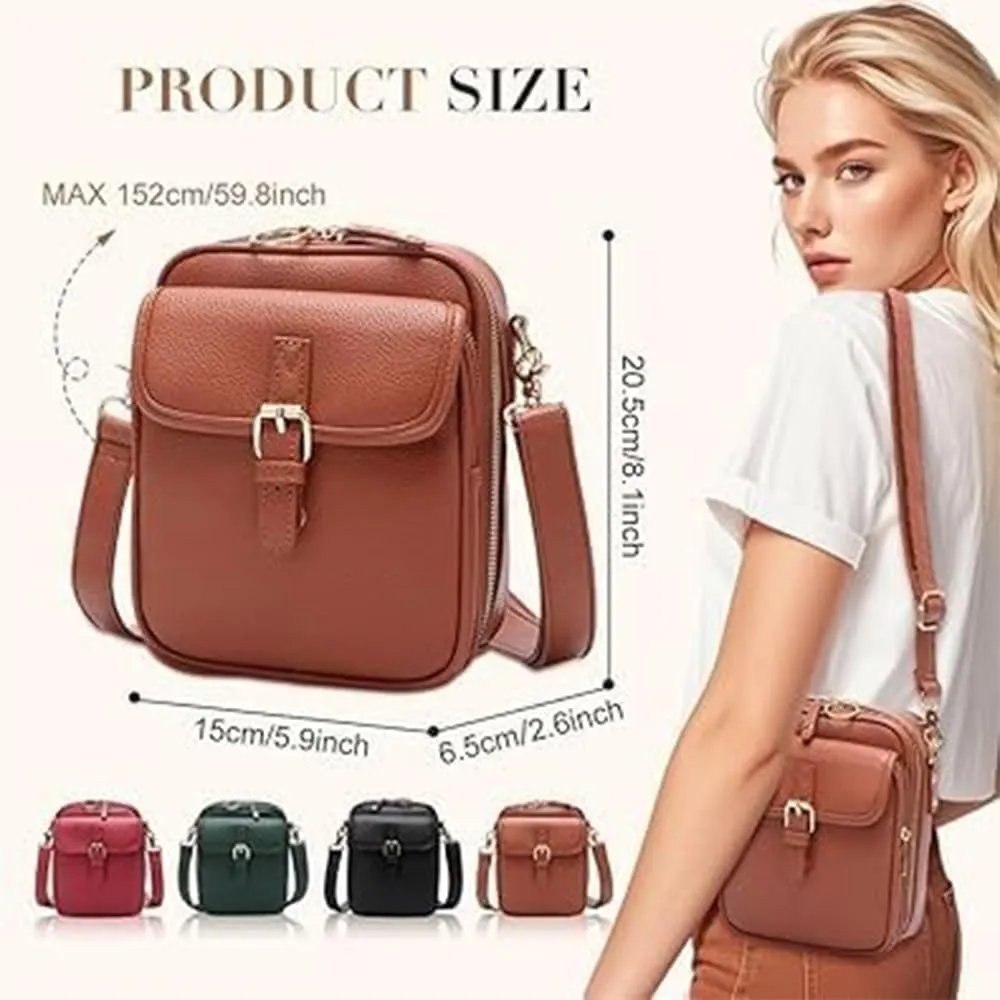 Urvashi Crossbody Leather Bag,Tojoyride Luma Urvashi Leather Bag, Retro Double-Layer Large Capacity Mini Crossbody Bags