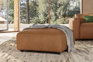 Valencia Nathan 34" Ottoman - 100% Full Aniline Leather Modern Modular Home Decor Ottoman for Lounge and Living Room High-Resilience Foam Comfortable (Cognac)