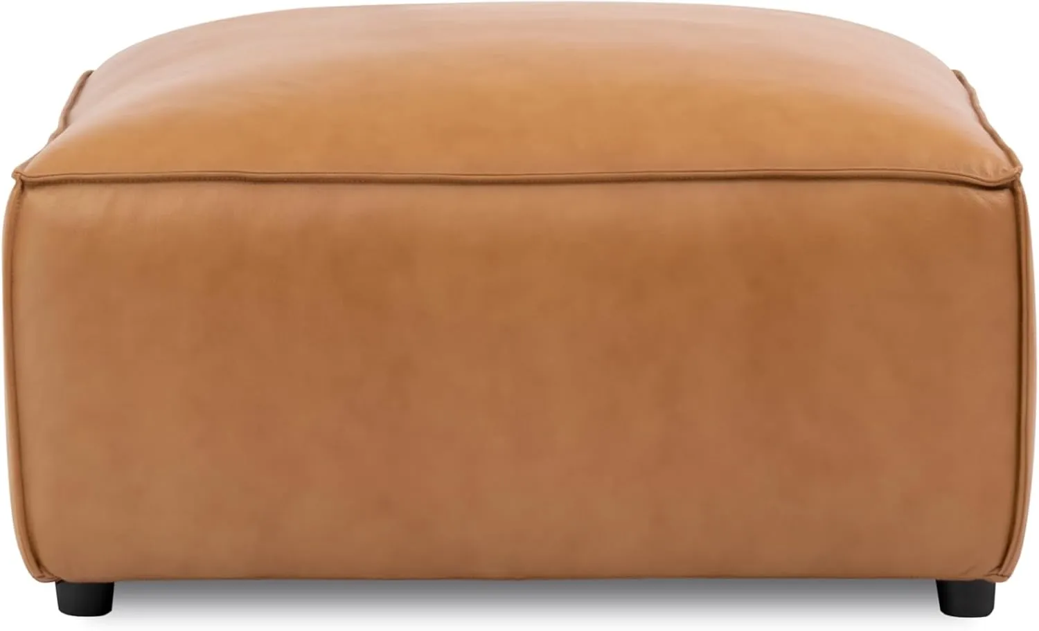 Valencia Nathan 34" Ottoman - 100% Full Aniline Leather Modern Modular Home Decor Ottoman for Lounge and Living Room High-Resilience Foam Comfortable (Cognac)