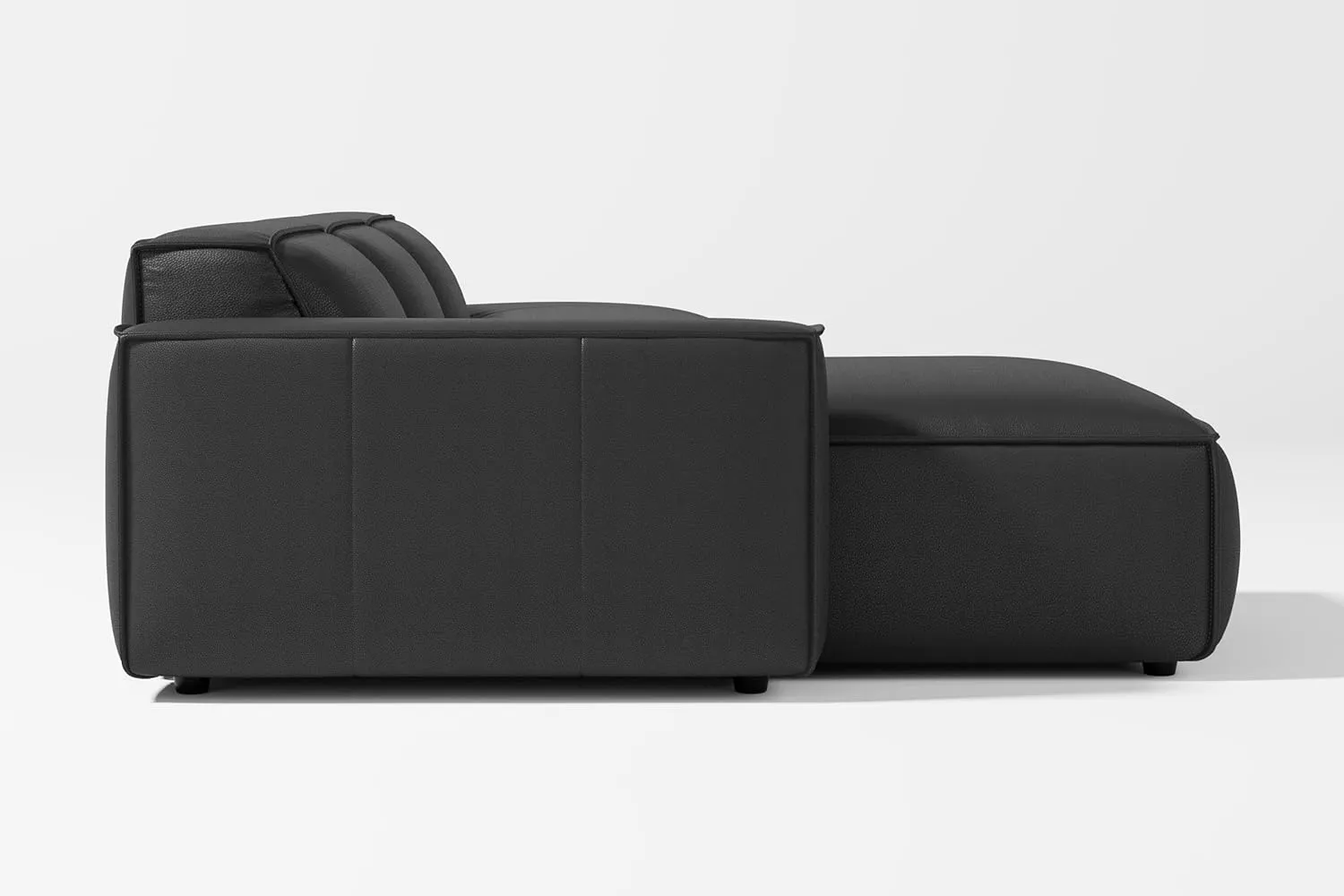 Valencia Nathan Napa Leather Couch - 4 Seats with 2 Chaises Sectional Sofa - 100% Full Aniline Leather Modern Sofa for Lounge and Living Room Solid Wood Frame and High-Resilience Foam Couch (Black)