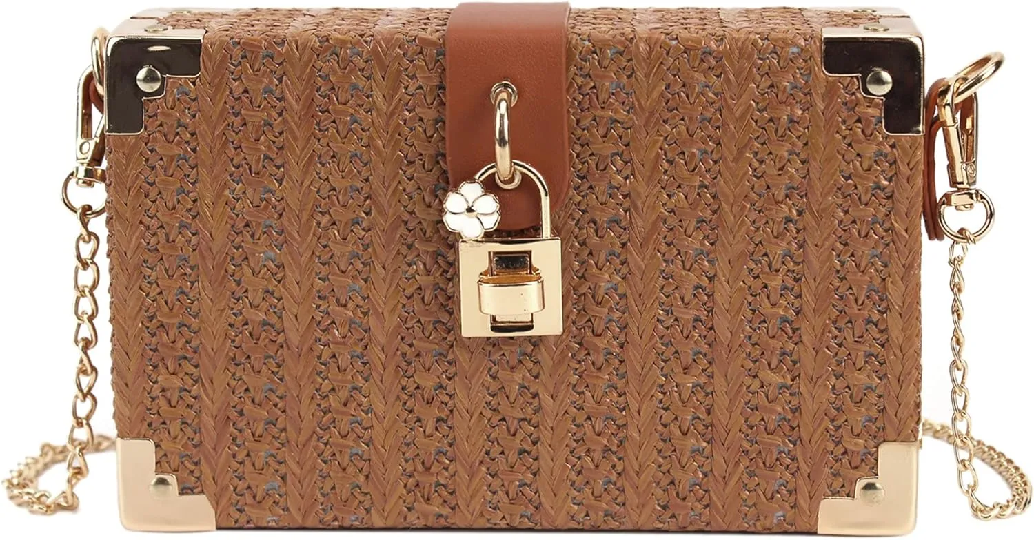 Van Caro Handwoven Cotton Straw Shoulder Bag Crochet Tassel Beach Bohemian Purse for Women