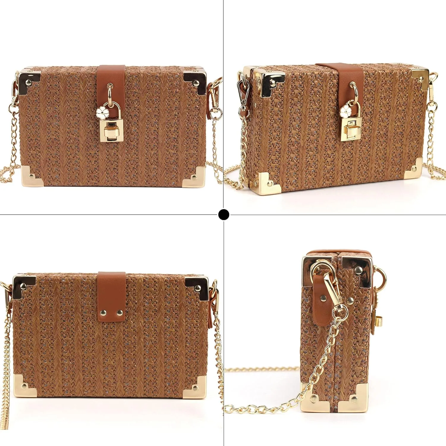 Van Caro Handwoven Cotton Straw Shoulder Bag Crochet Tassel Beach Bohemian Purse for Women