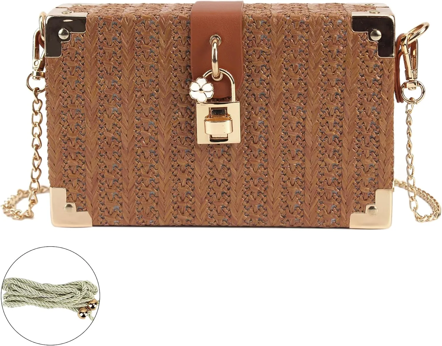Van Caro Handwoven Cotton Straw Shoulder Bag Crochet Tassel Beach Bohemian Purse for Women