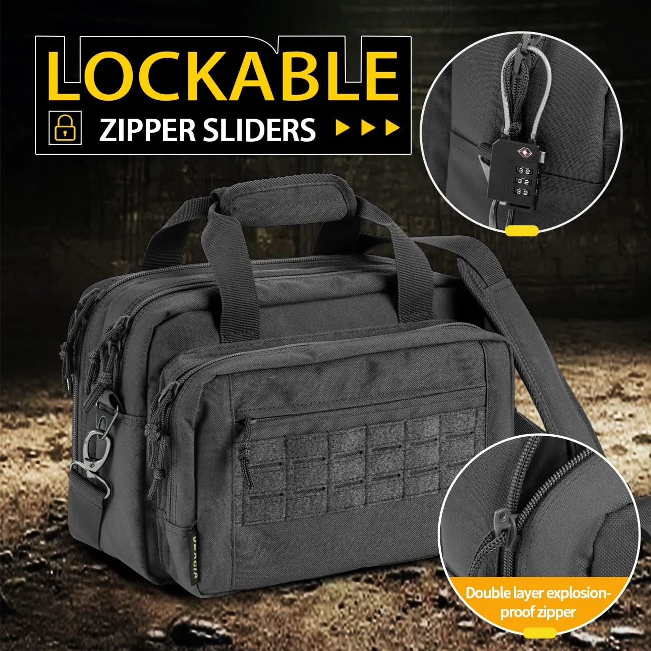 VEAGIA Range Bag,Pistol Case,Gun Range Bags For Handguns And Ammo Pouch 2 Pistols Soft Carrying Shooting Bag