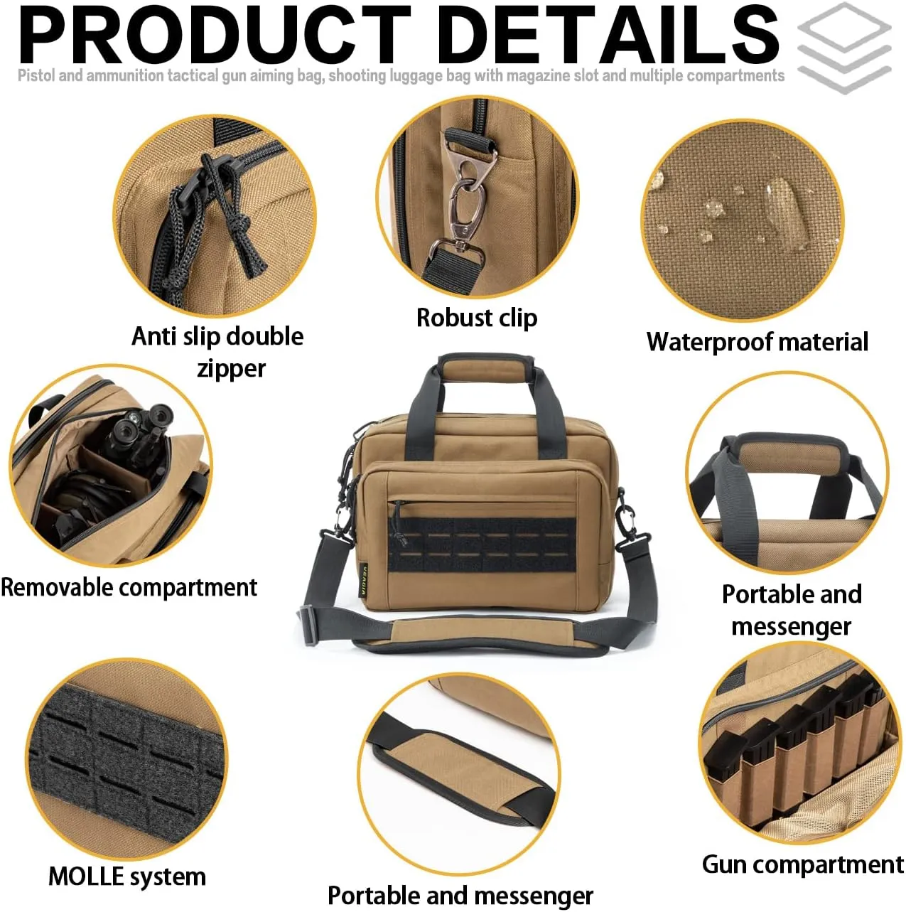 VEAGIA Range Bag,Pistol Case,Gun Range Bags For Handguns And Ammo Pouch 2 Pistols Soft Carrying Shooting Bag