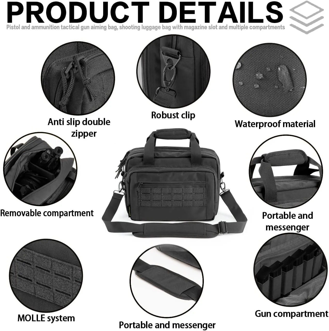 VEAGIA Range Bag,Pistol Case,Gun Range Bags For Handguns And Ammo Pouch 2 Pistols Soft Carrying Shooting Bag