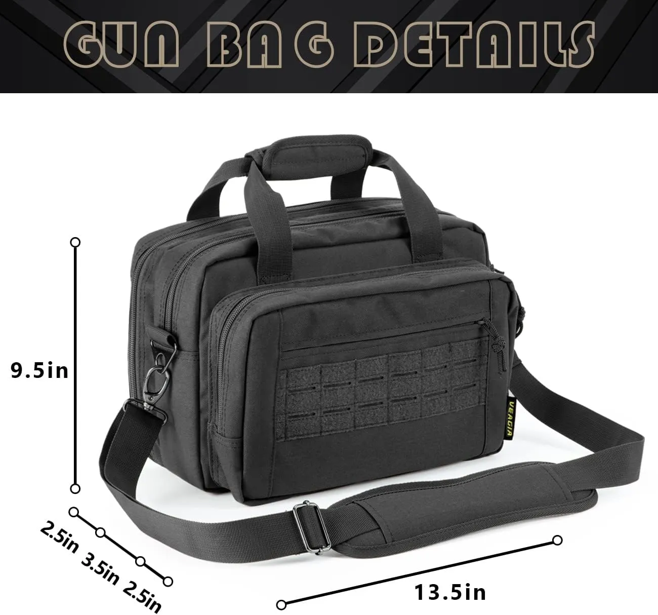 VEAGIA Range Bag,Pistol Case,Gun Range Bags For Handguns And Ammo Pouch 2 Pistols Soft Carrying Shooting Bag