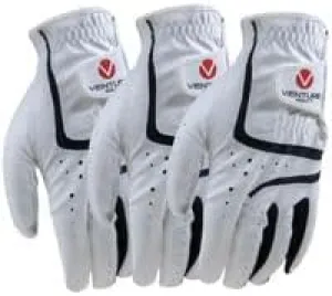 Venture Golf All-Weather Synthetic Leather Golf Glove - 3 Pack