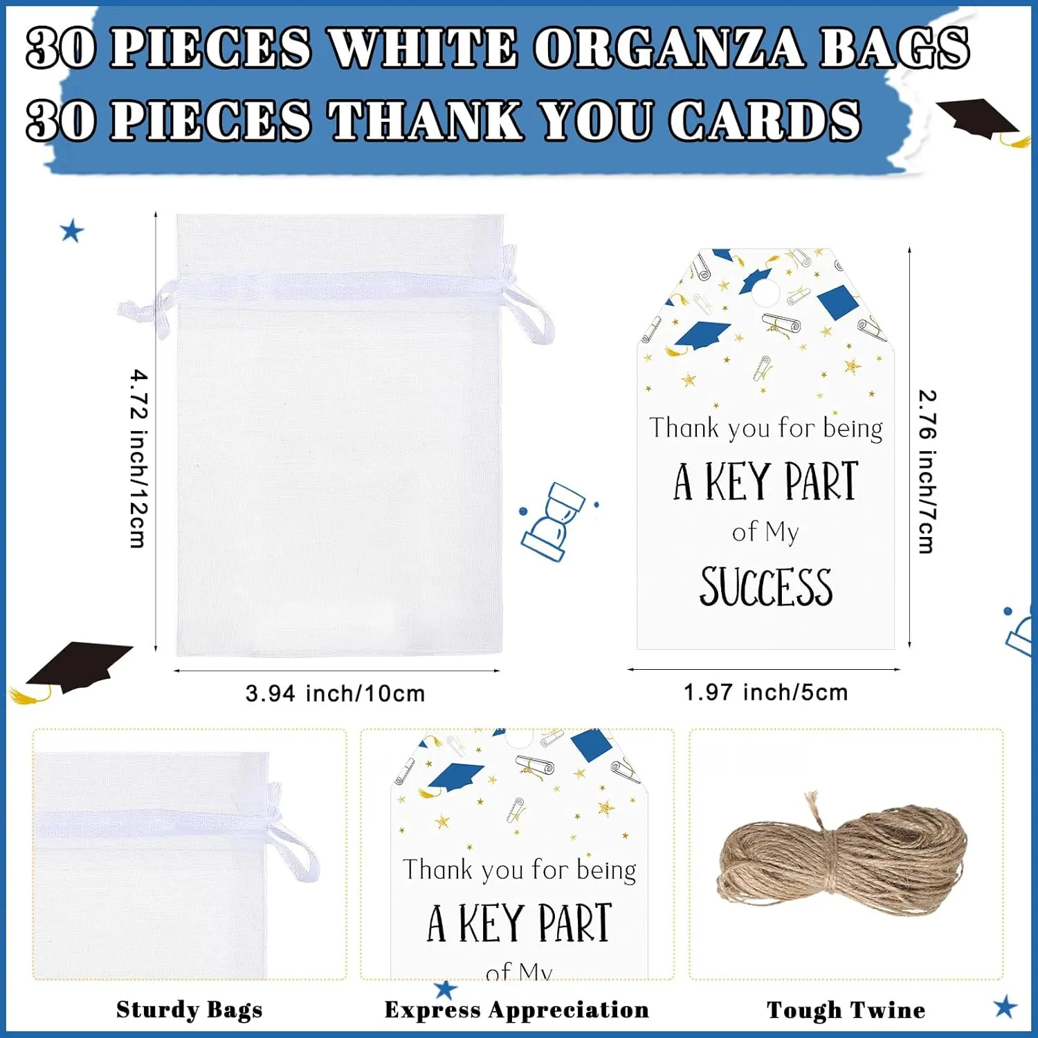 Vesici 30 Sets Graduation Party Favors 30 Beer Bottle Opener Keychains Bulk The Best is Yet to Come Keychains with Thank You Cards and Organza Bags 2025 Graduation Ceremony Party Guest Gifts (Blue)