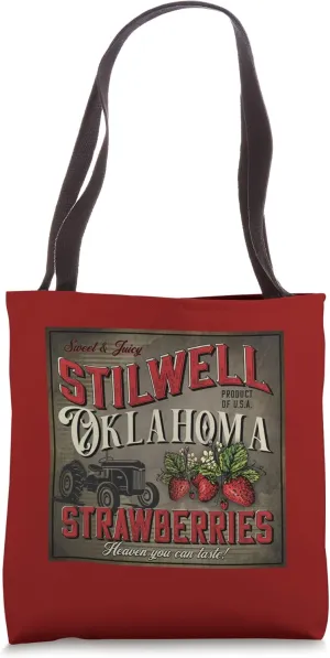 Vintage Stilwell Oklahoma Strawberries Farmer Souvenir Tote Bag
