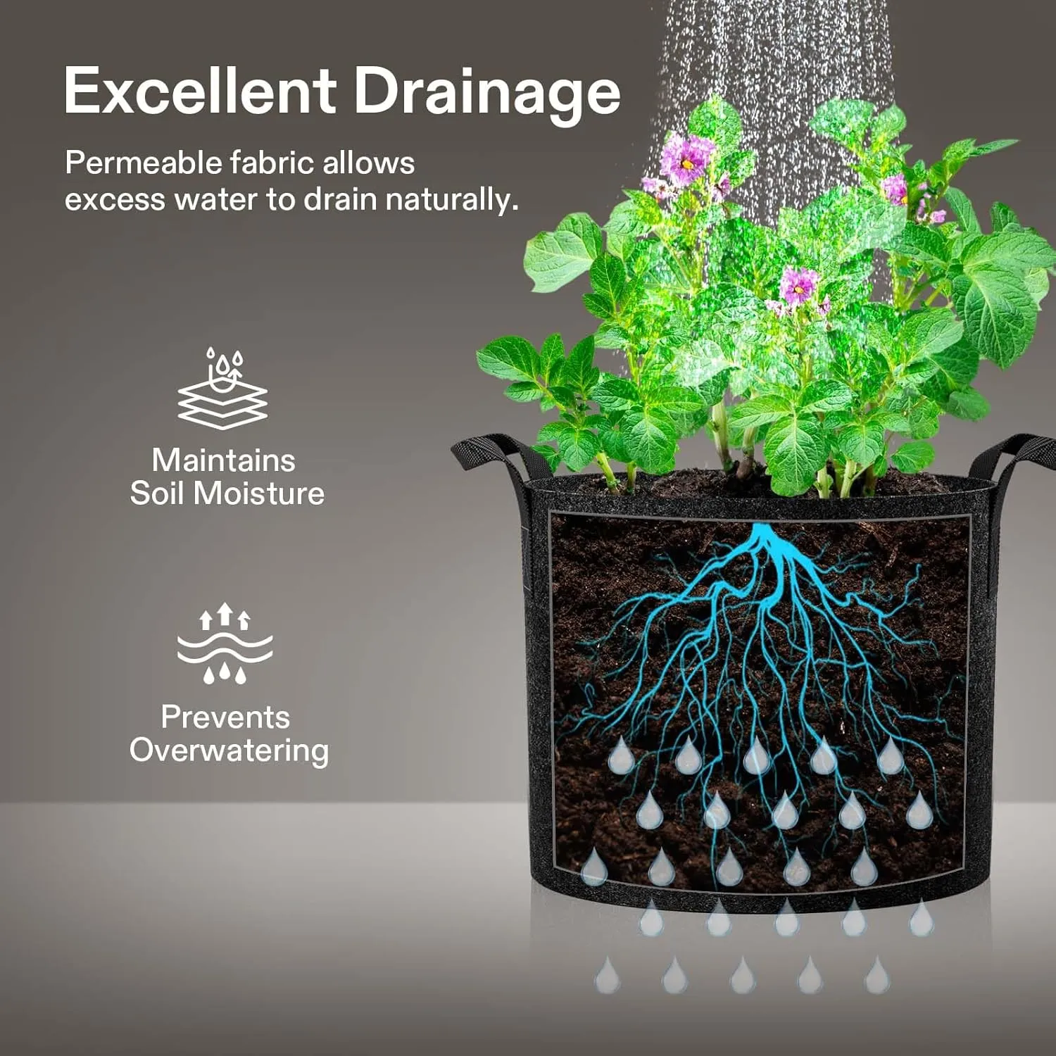VIVOSUN 10-Pack 3 Gallon Grow Bags, Reinforced Planter Fabric Pots for Gardening Black