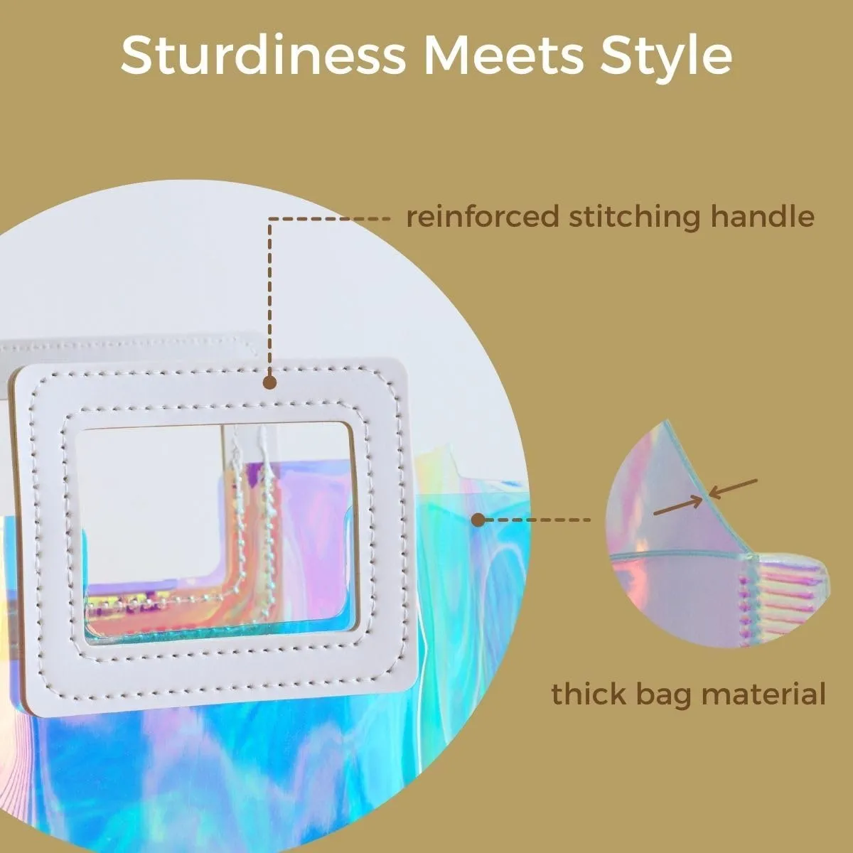 VUOJUR 6pcs Holographic Small Gift Bags 8.3x8x4'' Clear Reusable Birthday Gift Bags for Women Girl Iridescent Christmas Gift Bags with Handle