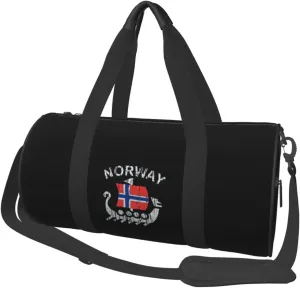 Washed Norwegian Flag Norway Dragon Boat Convertible Garment Bag with Shoulder Strap, Carry on Garment Duffel Bag for Men Women - Rolling Foldable for Travel Luggage Bags (Black)