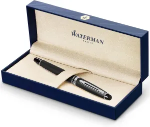 Waterman Expert Rollerball Pen, Matte Black with Chrome Trim, Fine Nib, Black Ink Cartridge, Gift Box