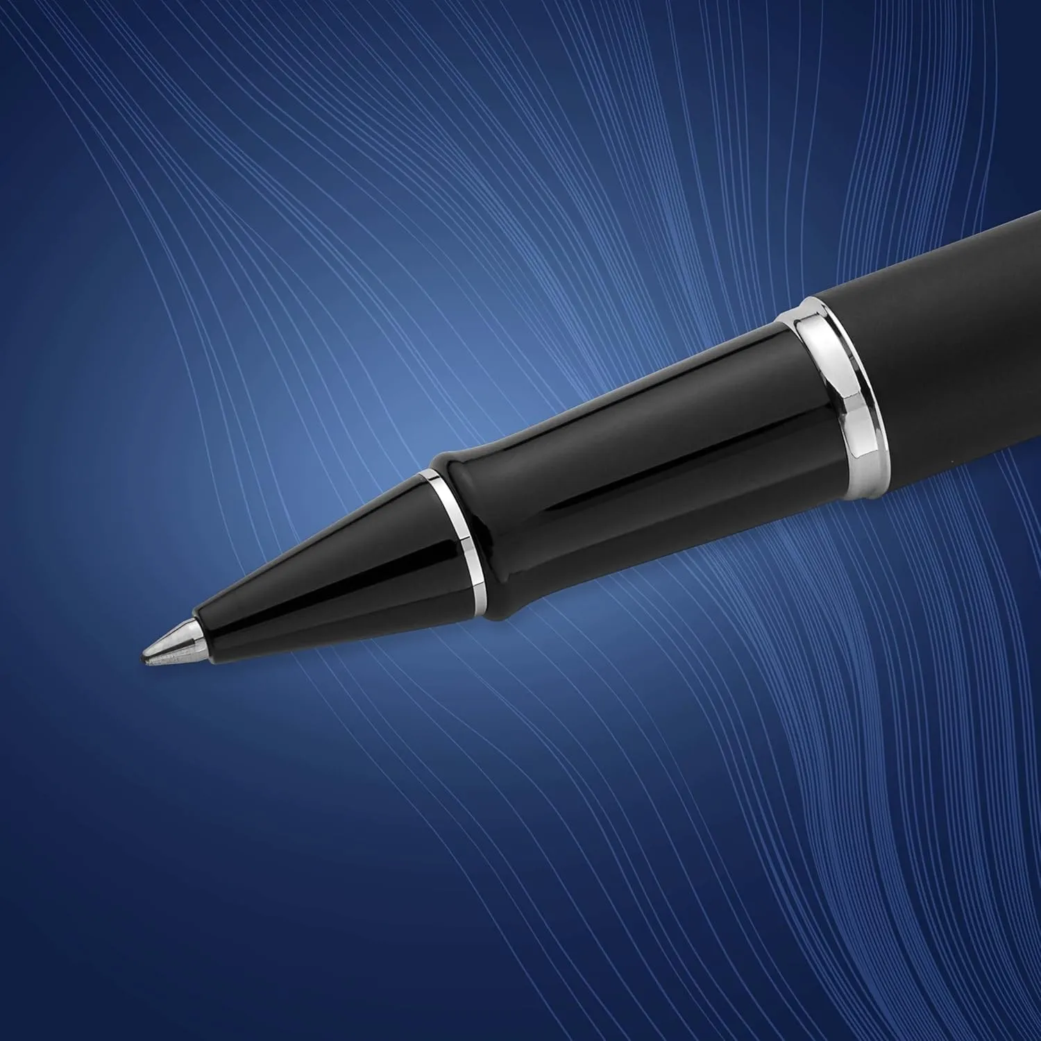 Waterman Expert Rollerball Pen, Matte Black with Chrome Trim, Fine Nib, Black Ink Cartridge, Gift Box