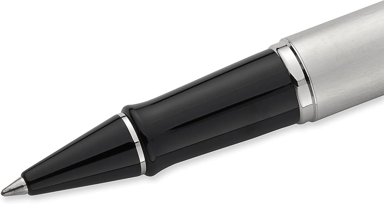 Waterman Expert Rollerball Pen, Stainless Steel with Chrome Trim, Fine Point with Black Ink Cartridge, Gift Box