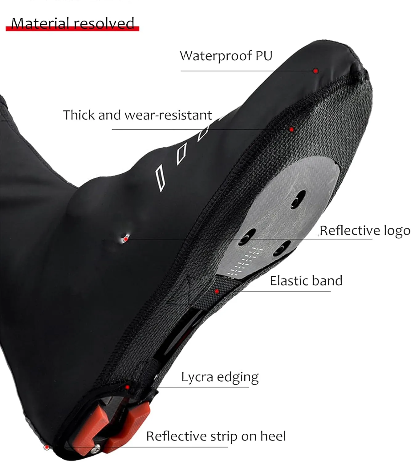 Waterproof Cycling Shoe Covers Winter Warm Overshoes, Water Resistant Bike Shoes Cover Thermal Non-Slip Men Women for MTB Mountain Road Bicycle Shoes