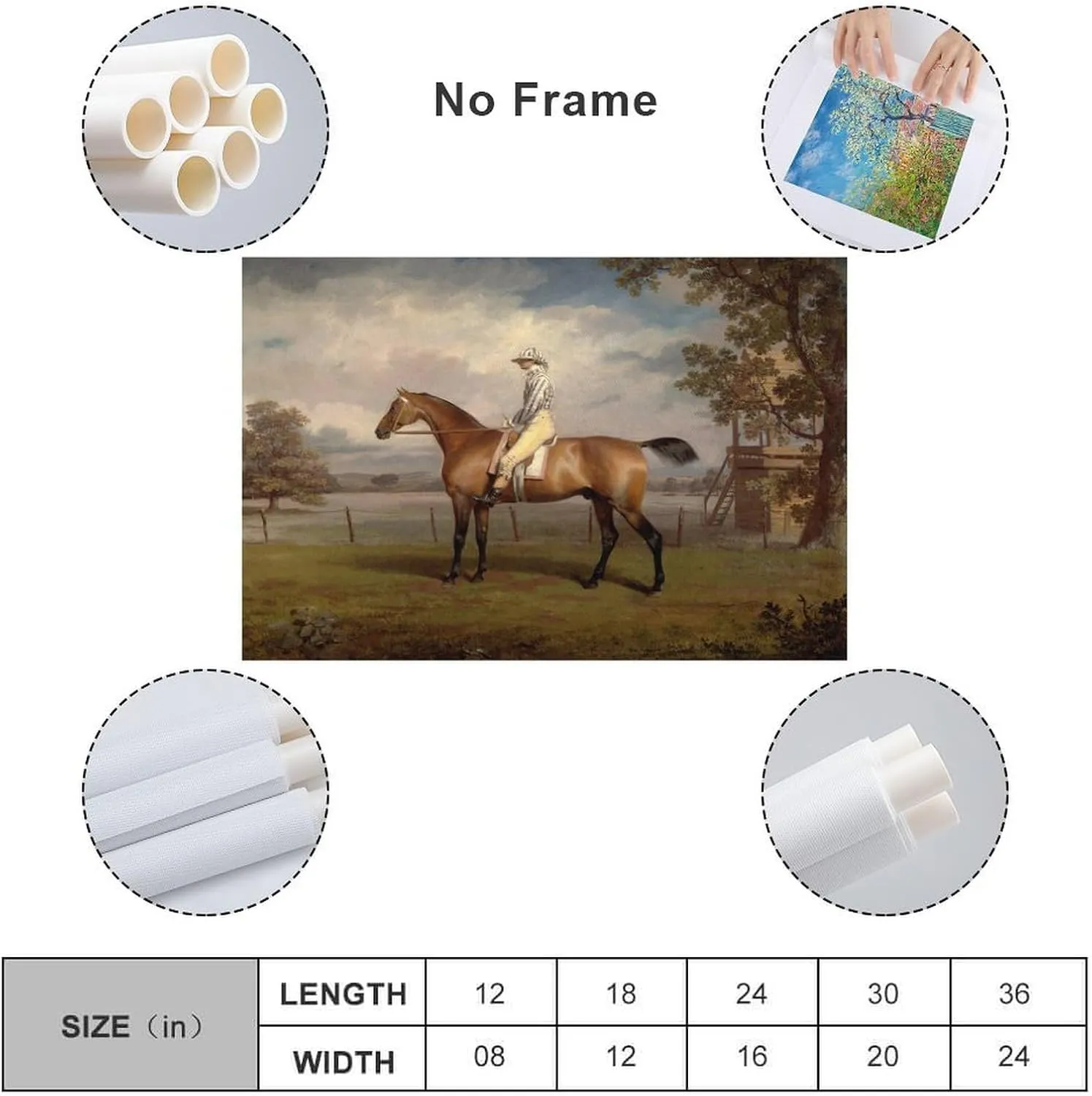 WBCNG Portrait of A Racehorse - 18th Century Oil Painting - George Garrard Canvas Wall Art Print Poster For Home School Office Decor Unframe-style 12x18inch(30x45cm)