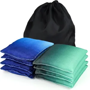 Weather Resistant Cornhole Bags, Gradient Corn Hole Bags Set of 8, Cornhole Bean Bags, Modified Size Cornhole Bags for Tossing Game, Includes Tote Bag
