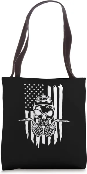 Weld Red line American Flag USA Patriotic Welder Welding Tote Bag
