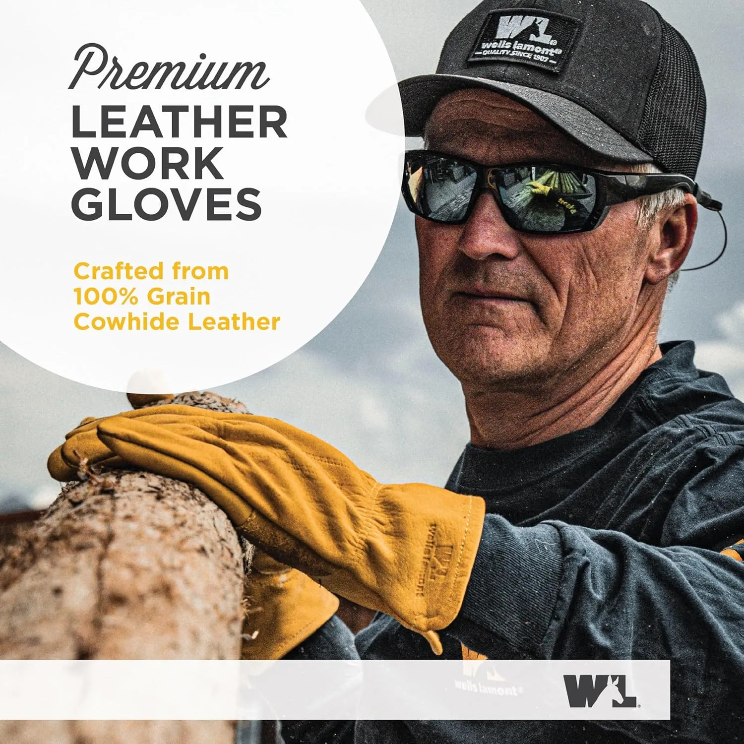Wells Lamont Leather Work Gloves for Men, Reinforced Cowhide with Palm Patch, Saddletan, X-Large (1129XL)