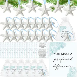 Wenqik 36 Set Starfish Ornament Starfish Story Gifts Hanging with Inspirational Cards Organza Bags Beach Decoration for Employee Volunteer Coworker Teacher