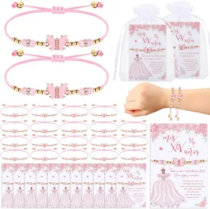 Wenqik Quinceanera Party Favor Gifts for Guests Include Pink Butterfly Wish Bracelets Adjustable Butterfly Bracelet with Wish Card and Organza Bag Sweet Mis Quince for 15 Birthday Party