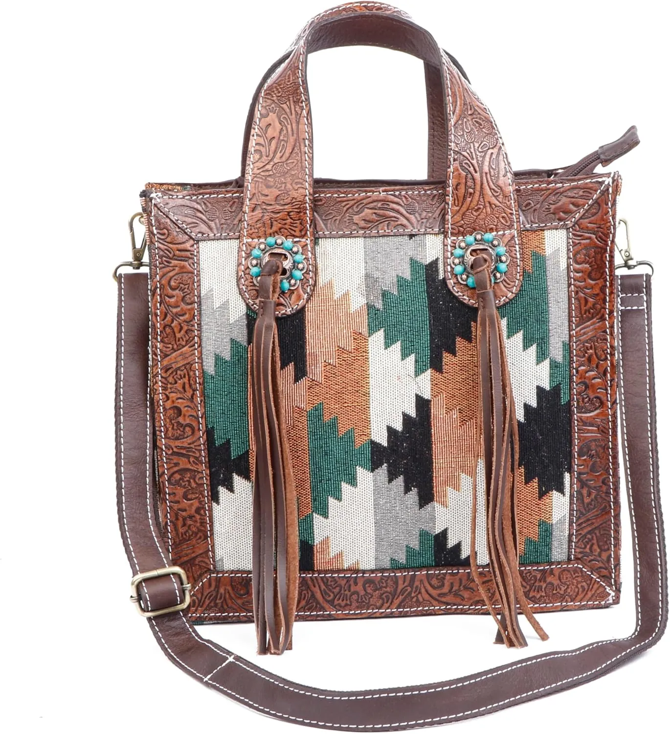 Western Handmade Genuine Leather Bag | Hand-Tooled Artisan Purse for Women | Spacious, Durable, and Stylish Shoulder Handbag with Premium Leather and Detailed Craftsmanship | Perfect for Everyday Use