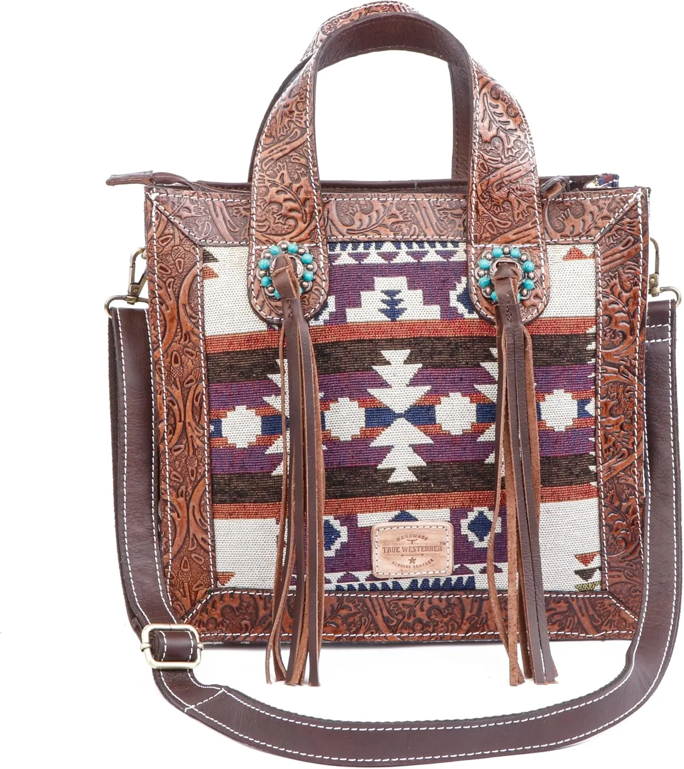 Western Handmade Genuine Leather Bag | Hand-Tooled Artisan Purse for Women | Spacious, Durable, and Stylish Shoulder Handbag with Premium Leather and Detailed Craftsmanship | Perfect for Everyday Use