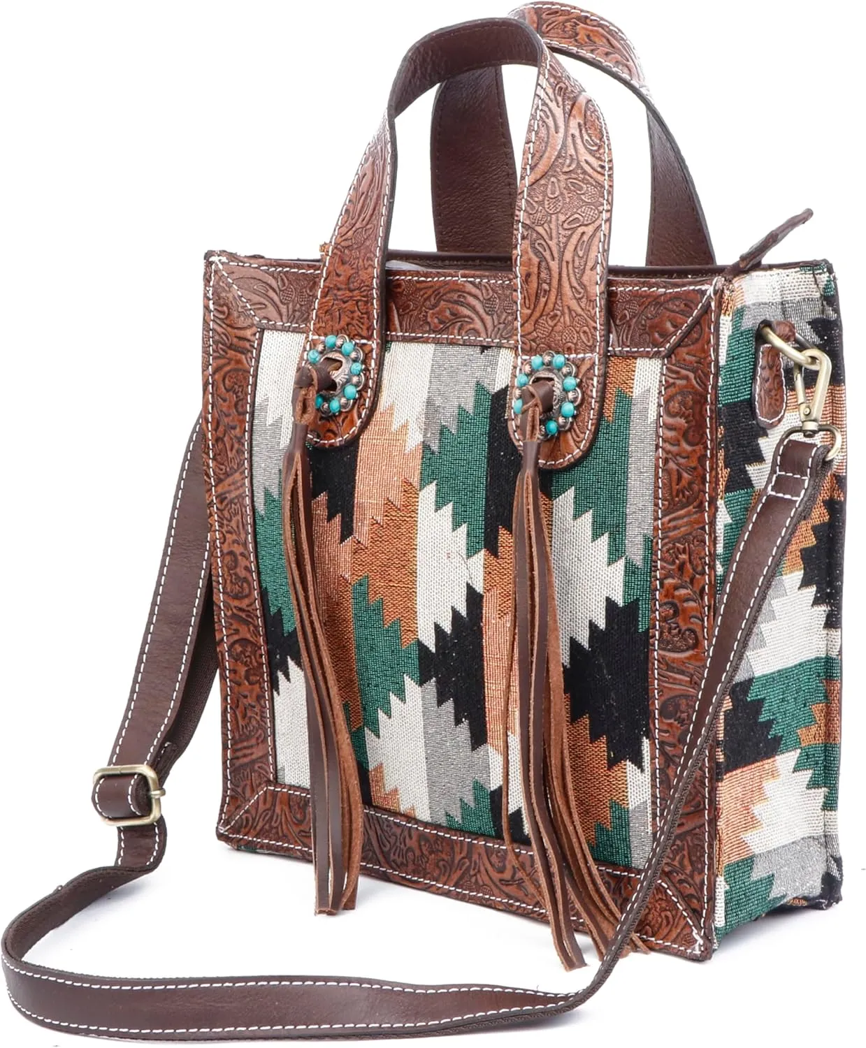 Western Handmade Genuine Leather Bag | Hand-Tooled Artisan Purse for Women | Spacious, Durable, and Stylish Shoulder Handbag with Premium Leather and Detailed Craftsmanship | Perfect for Everyday Use