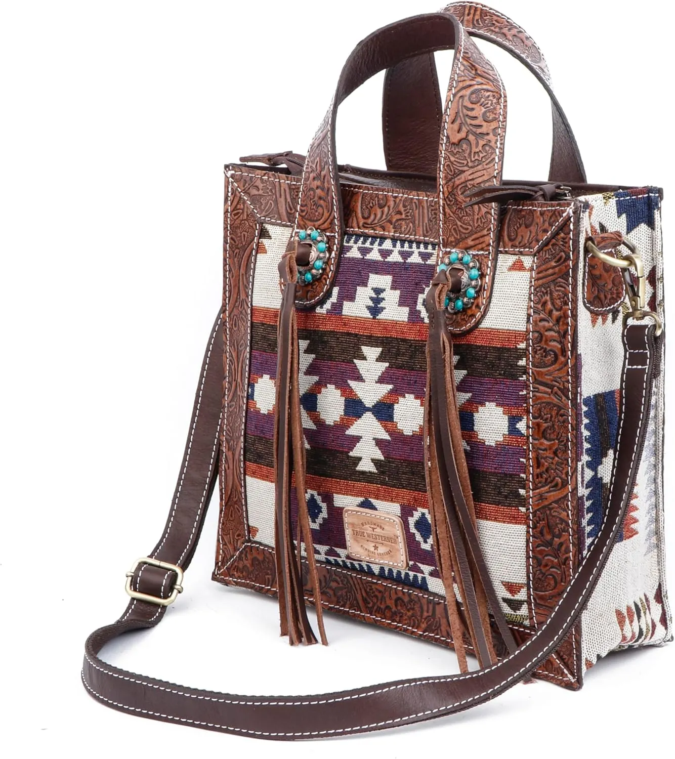 Western Handmade Genuine Leather Bag | Hand-Tooled Artisan Purse for Women | Spacious, Durable, and Stylish Shoulder Handbag with Premium Leather and Detailed Craftsmanship | Perfect for Everyday Use