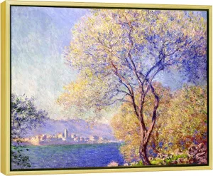 Wieco Art Framed Canvas Wall Art Antibes Seen from The Salis Garden 1988 by Claude Monet Paintings Reproduction Modern Canvas Prints on Canvas for Home Office Decorations