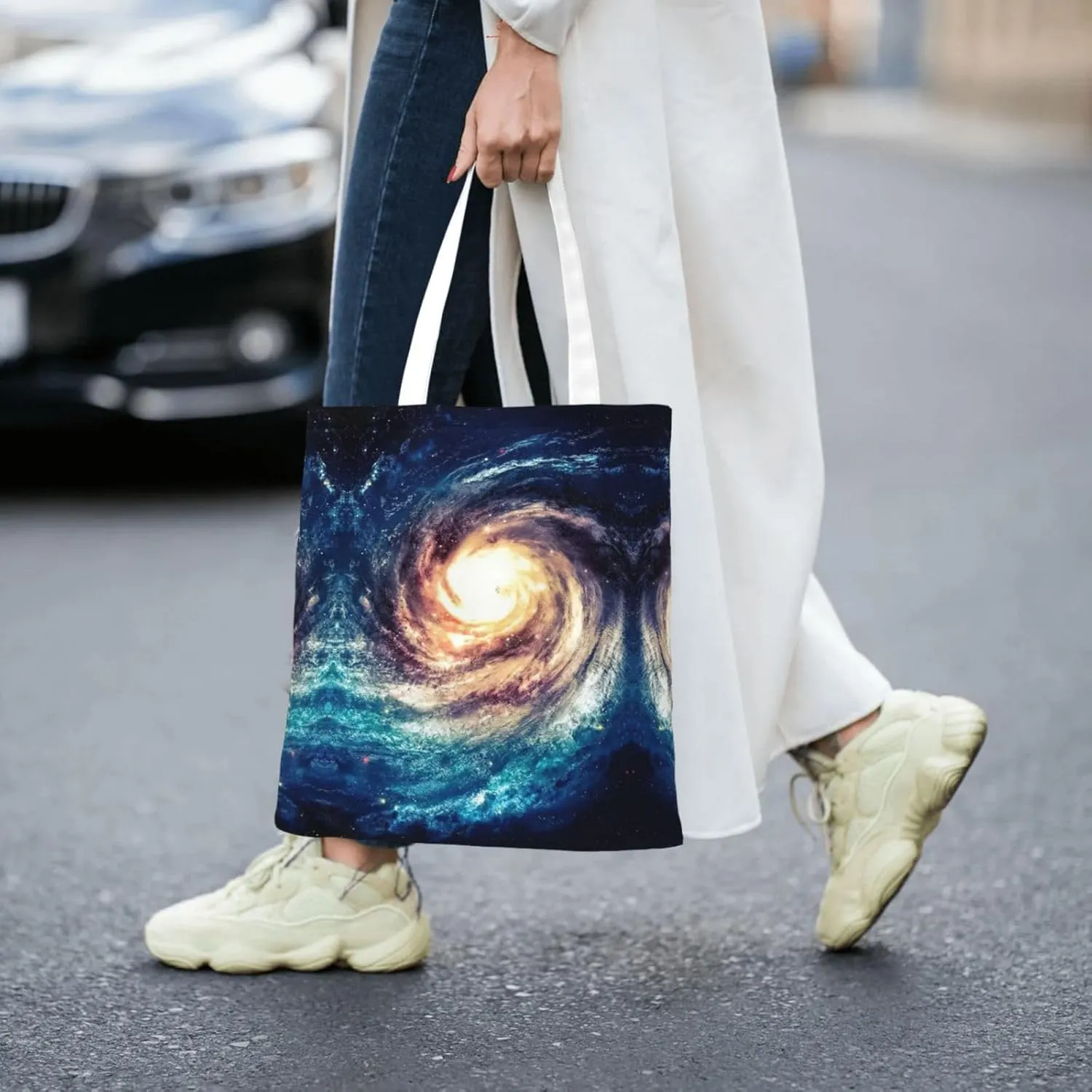 Wild Animals Print Large Canvas Beach Travel Reusable Grocery Shopping Tote Bag Portable Storage Handbag