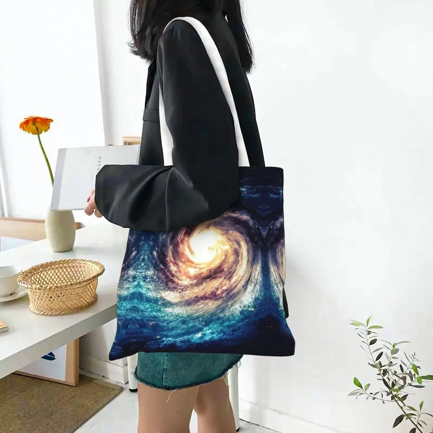Wild Animals Print Large Canvas Beach Travel Reusable Grocery Shopping Tote Bag Portable Storage Handbag