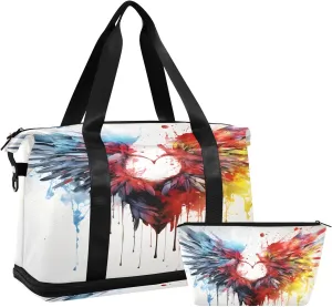 Wing Travel Duffel Bag Gym Tote Bag for Sports Waterproof Carry On Weekender Bag with Compartment