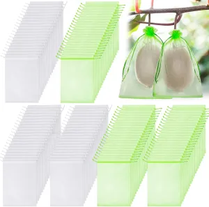 Woanger 300 Pcs Fruit Bags forTrees Fruit Protection Bags Fruitage Cover Mesh Netting Bag Reusable Garden Mesh Barrier Bags with Drawstring for Plant Fruitage Flower Vegetables(6 x 8 Inch)
