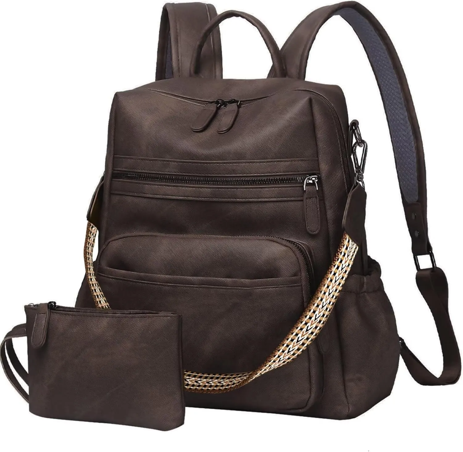 Women Backpack Purse Bag PU Leather Travel Backpack Purse for Women Ladies Shoulder Bags Satchel Handbag 2 Piece