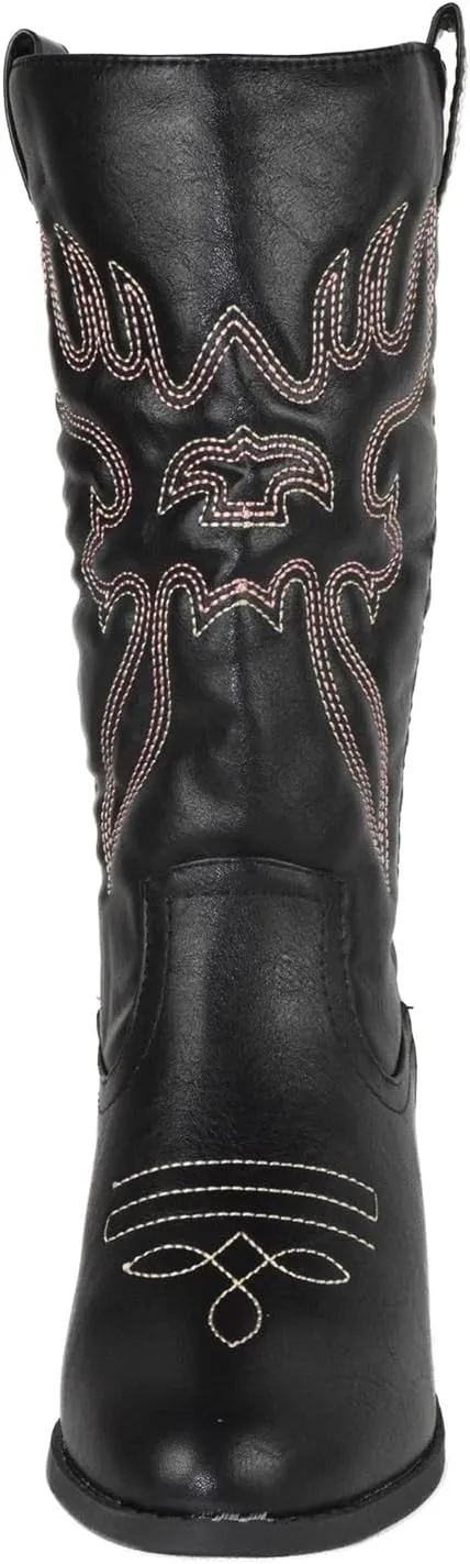 Women Cowgirl Cowboy Stitched Mid Calf Forever Boots Pointy Toe Western