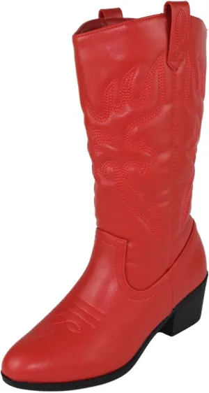 Women Cowgirl Cowboy Stitched Mid Calf Forever Boots Pointy Toe Western