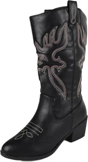 Women Cowgirl Cowboy Stitched Mid Calf Forever Boots Pointy Toe Western