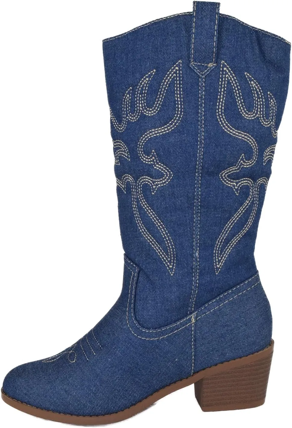 Women Cowgirl Cowboy Stitched Mid Calf Forever Boots Pointy Toe Western